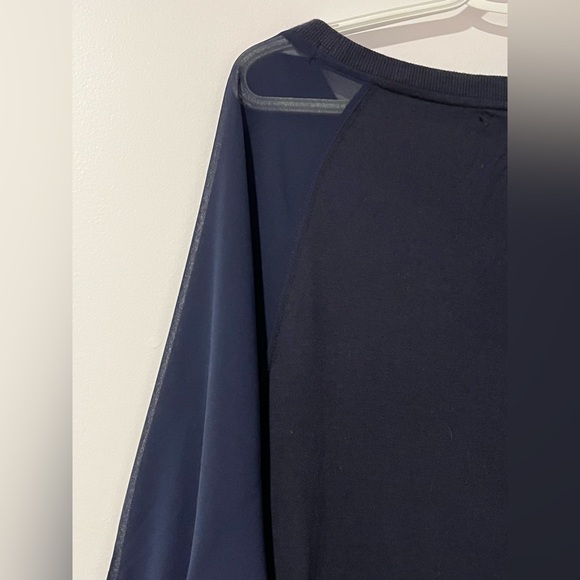 Harvé Benard top sweater 3/4 sheer sleeves size M Blue - Picture 2 of 6